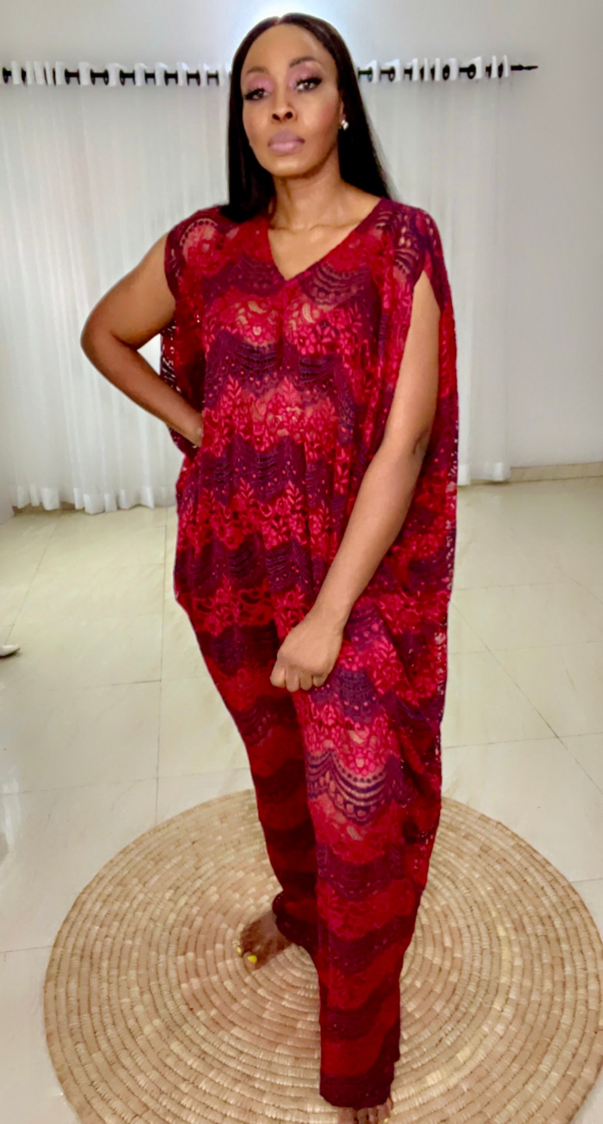 Eezzy Red Valentine Kaftan Maxi Dress - 019