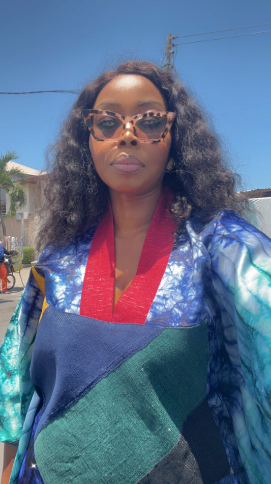 Eezzy Adire Silk Kaftan Maxi Dress - 034