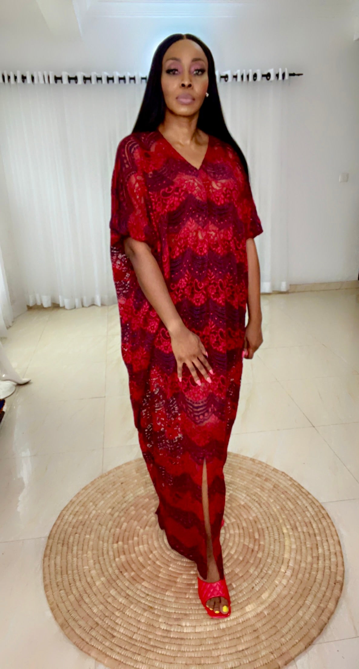 Eezzy Red Valentine Kaftan Maxi Dress - 019