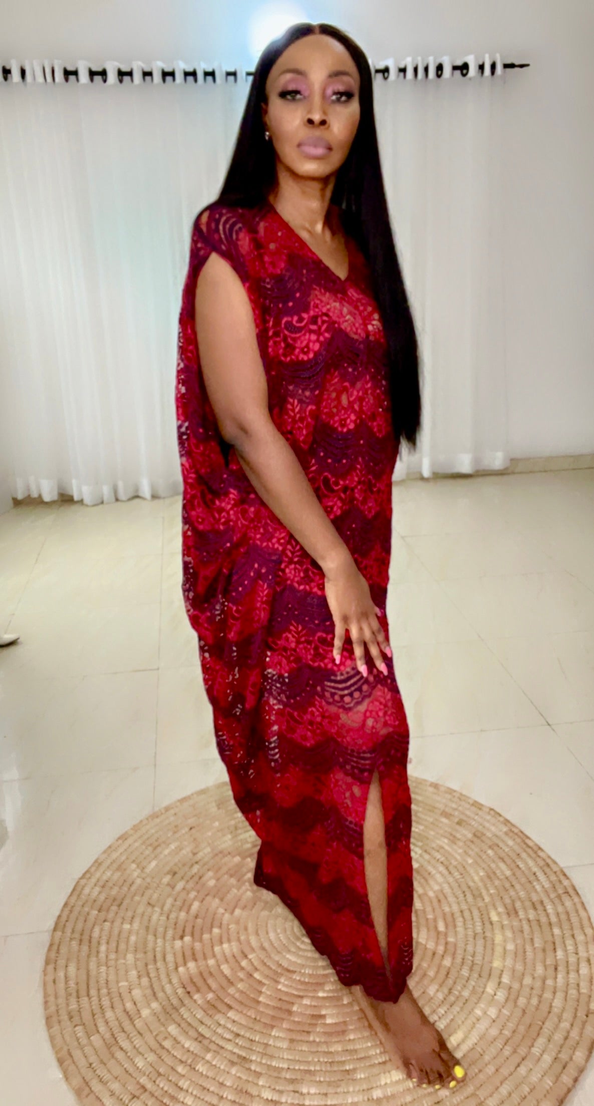 Eezzy Red Valentine Kaftan Maxi Dress - 019
