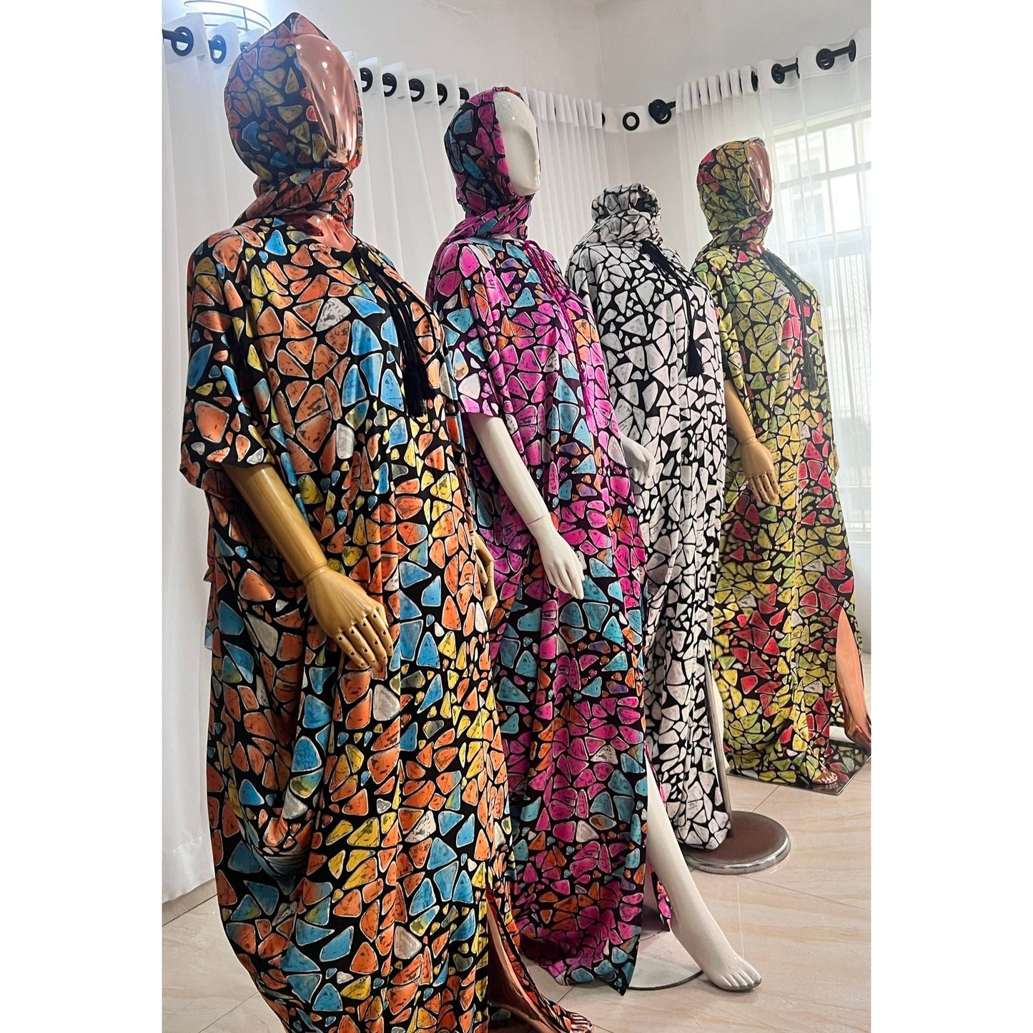Eezzy Adire Silk Kaftan Maxi Dress - 001