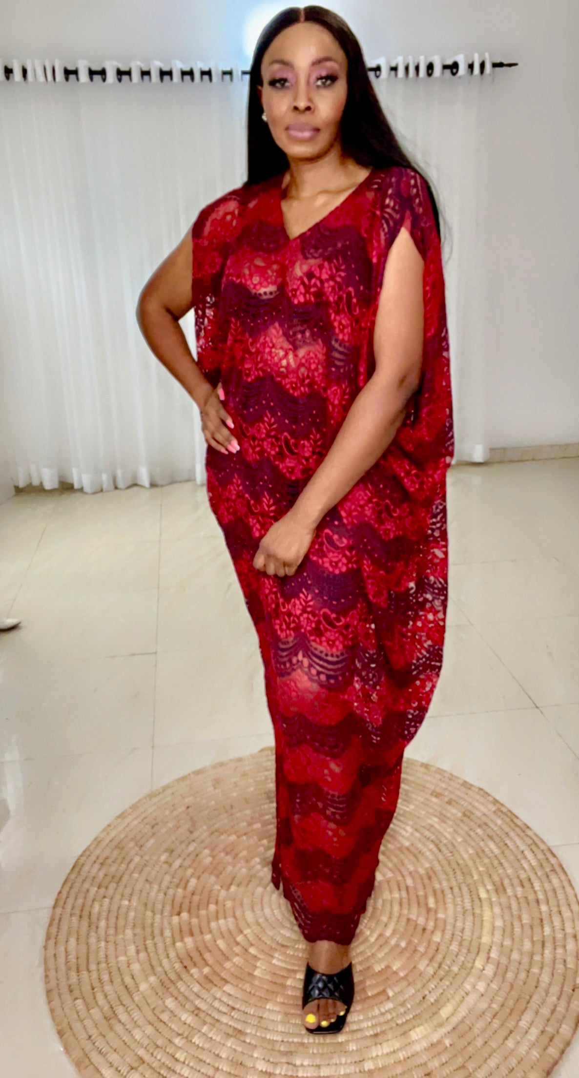Eezzy Red Valentine Kaftan Maxi Dress - 019