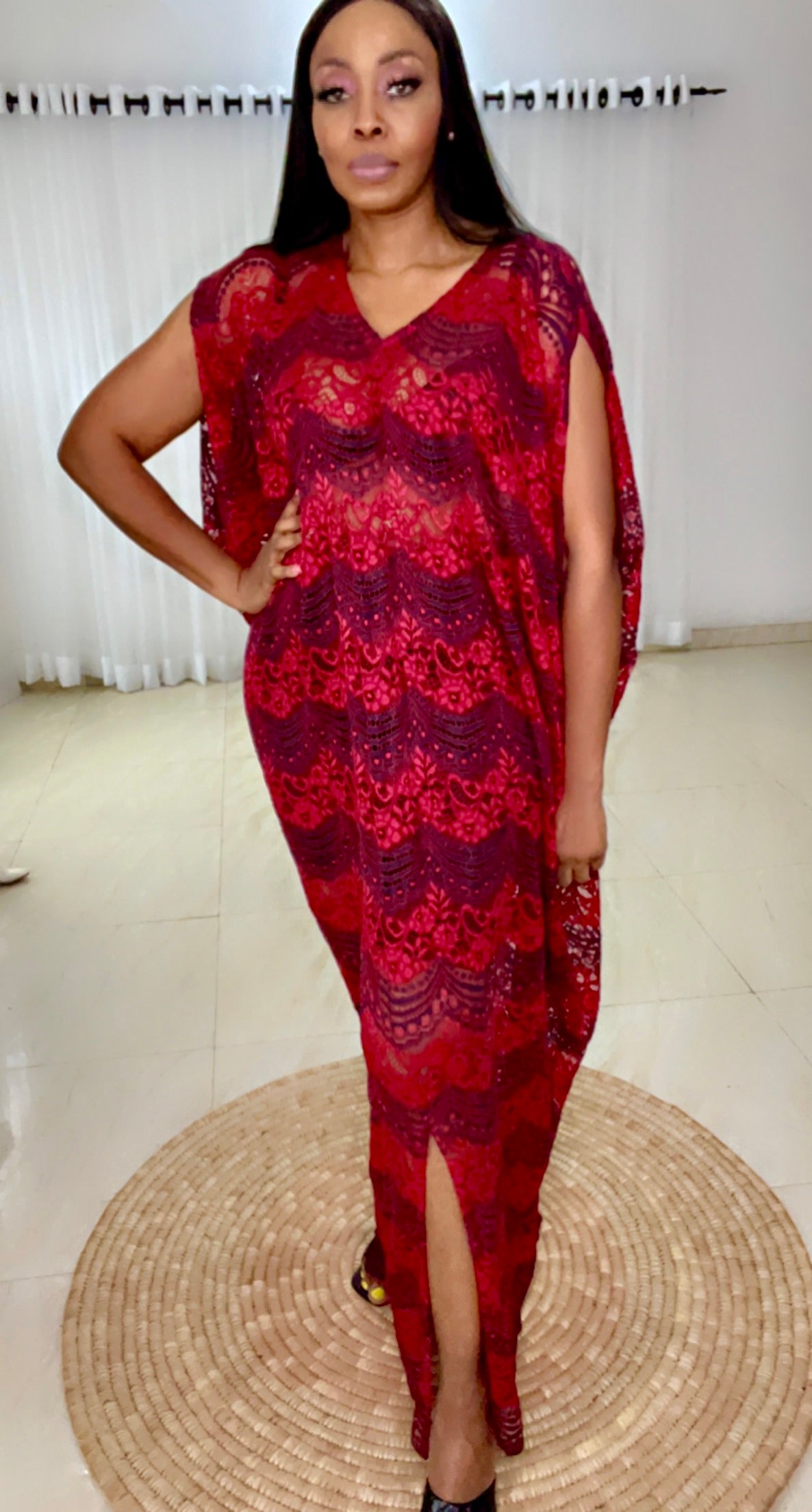 Eezzy Red Valentine Kaftan Maxi Dress - 019