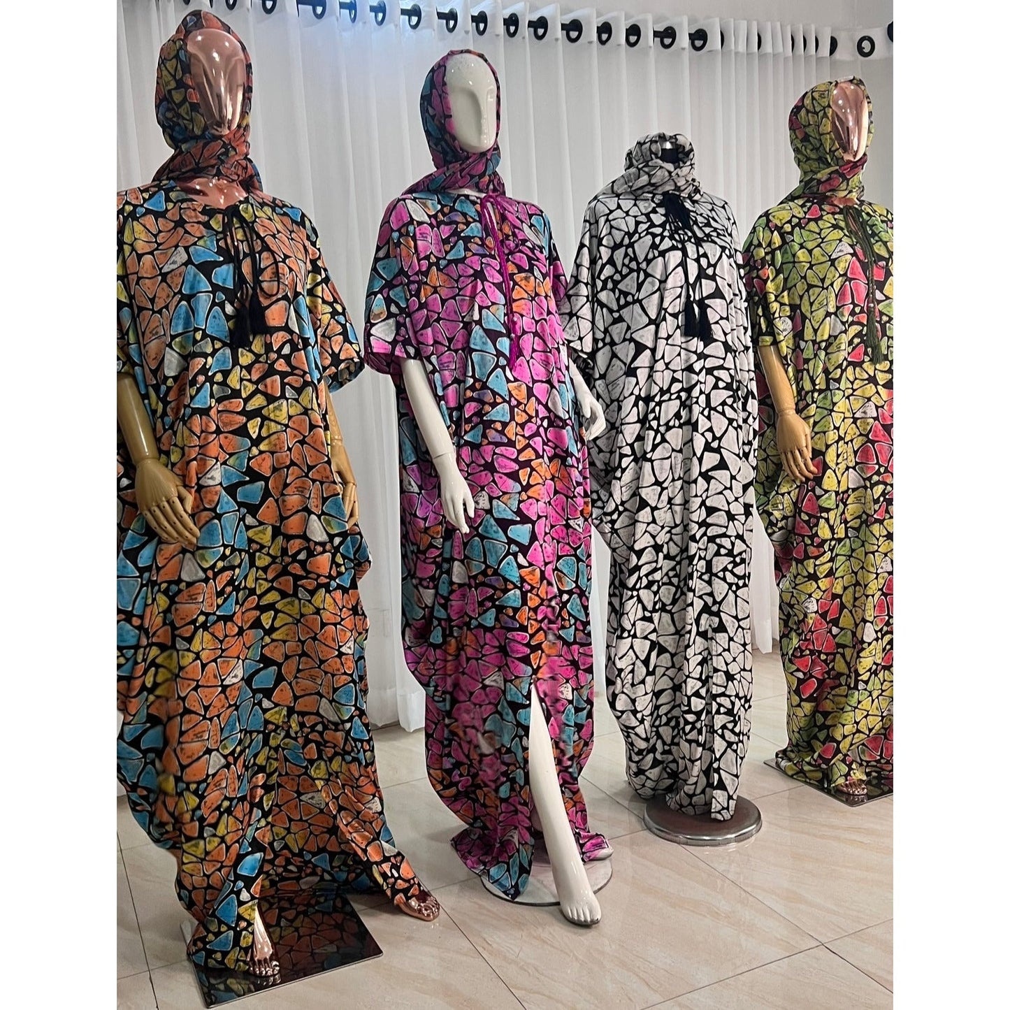 Eezzy Adire Silk Kaftan Maxi Dress - 001