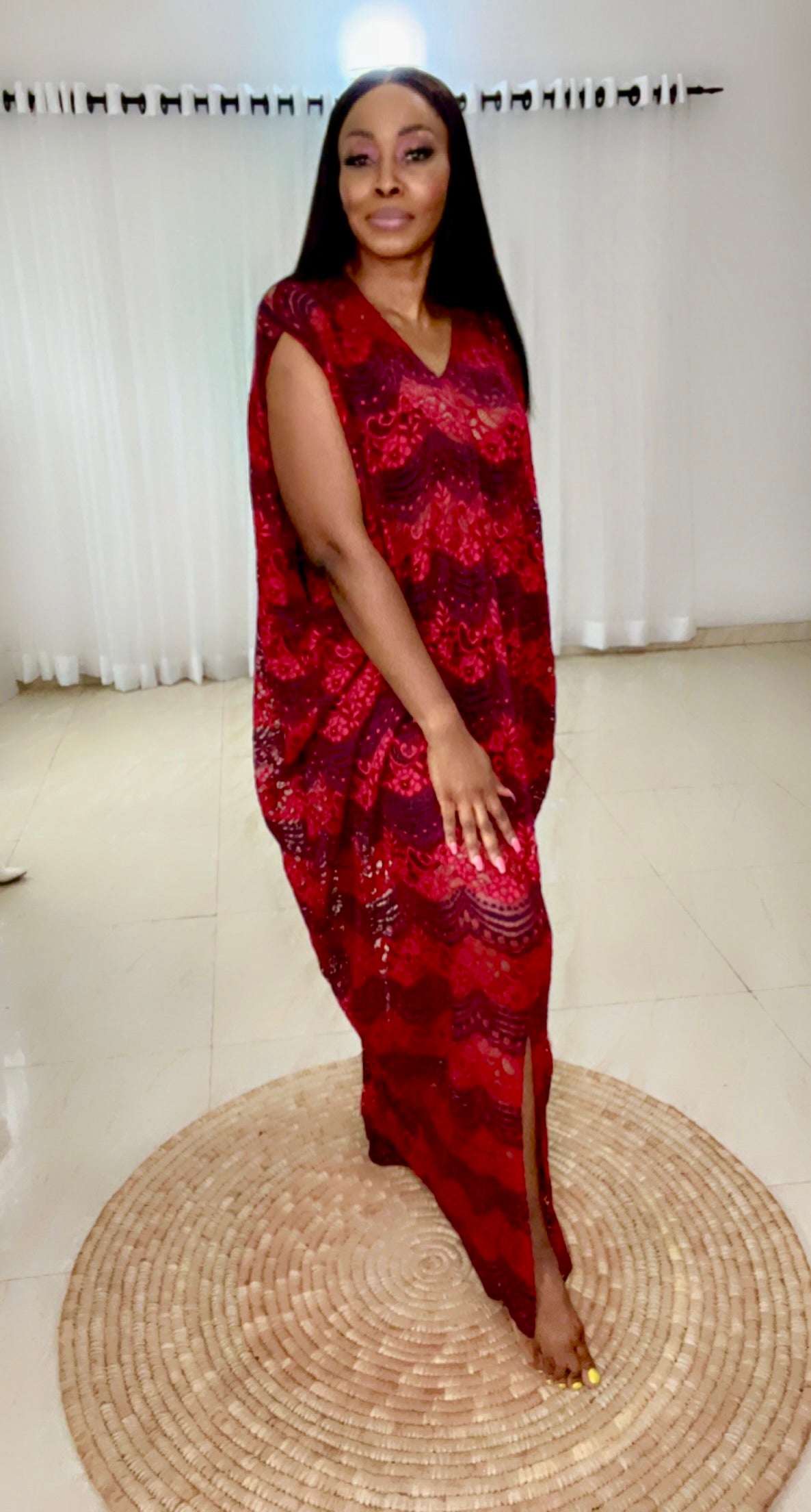 Eezzy Red Valentine Kaftan Maxi Dress - 019