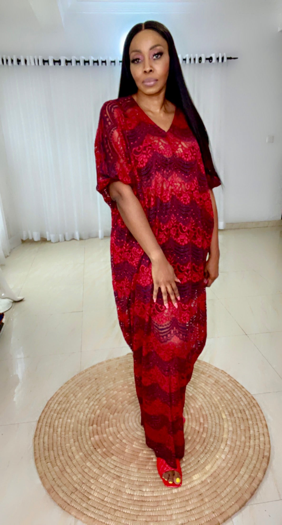 Eezzy Red Valentine Kaftan Maxi Dress - 019
